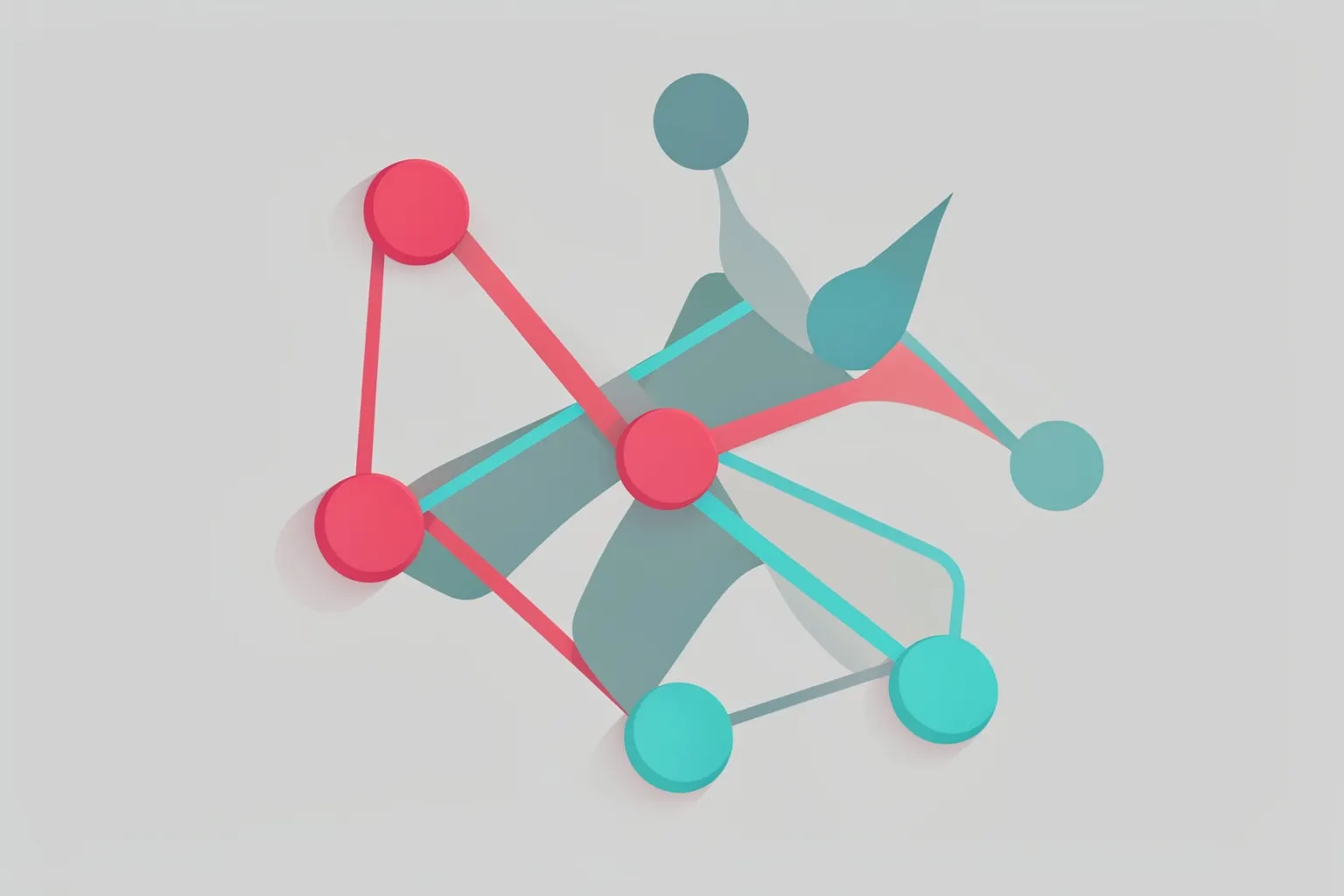 Diagrama abstrato com conexões e nós representando uma rede de gestão de mídia digital.
