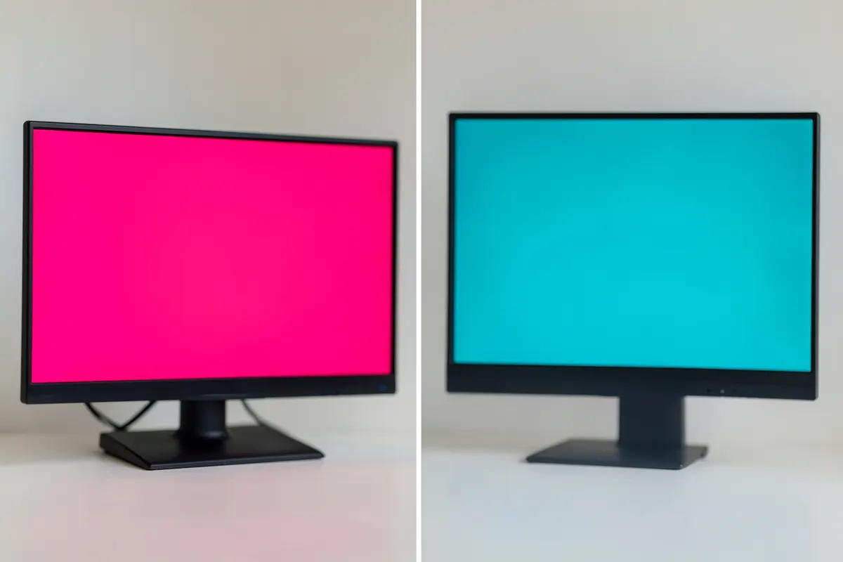 Comparação lado a lado de uma interface de TV digital interativa e um display de sinalização digital estático.